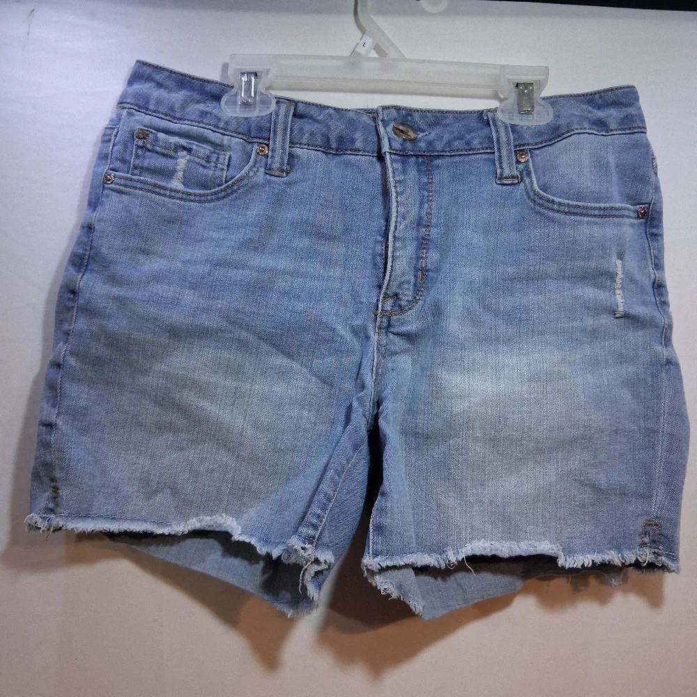 Light Blue Denim Cutoff Shorts - Women - Picture 1 of 3